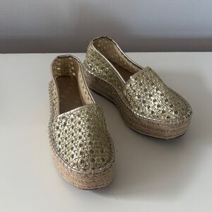 Gold Woven Espadrille Flats